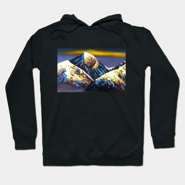 Panoramic Night View Of Everest Mountain Hoodie by whimsyart